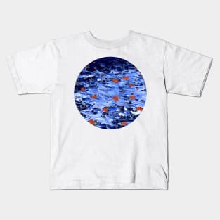 Firefly sea (red on blue) II (circle) Kids T-Shirt